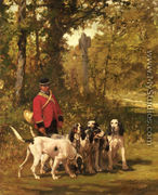 A Huntmaster with his Dogs on a Forest Trail - Charles Olivier De Penne