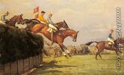 The Grand National Steeplechase: Really True and Forbia at Beecher's Brook - John Sanderson Wells