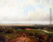 A Panoramic View Of Haaelem With Figures On A Track In Kraantje Lek In The Foreground - Pieter Lodewijk Francisco Kluyver
