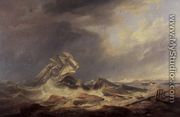 A Schooner Driven Towards Rocks - James Wilson Carmichael