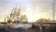 Malta, with French ship `Charlemagne' and English ship `Trafalgar' - James Wilson Carmichael
