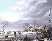 Skaters in a Winter Landscape - Jan Gerardus Casteelen