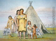 A Comanche family outside their teepee, 1841 - George Catlin