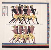 Interpretation of the frescoes at Ibsambul depicting Nubian slaves, from 'Monuments de l'Egypte et de la Nubie'  c.1835 - Jean Francois Champollion