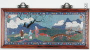 Panel depicting a Chinese landscape, Ming dynasty - Chinese School