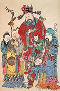 A family surrounding the God of Longevity - Chinese School