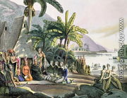 Meeting between the Expedition Party of Otto von Kotzebue (1788-1846) and King Kamehameha I (1740/52-1819) Ovayhi Island - (After) Choris, Ludwig (Louis)