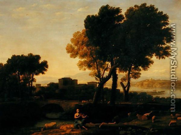 Landscape with Apollo guarding the Cattle of Admetus and Mercury stealing them - Claude Lorrain (Gellee)