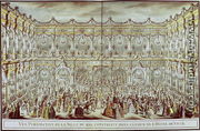 Perspective view of the ballroom constructed in the courtyard of the Hotel de Ville in Paris on the occasion of the Dauphin's first marriage to Marie-Therese (1638-83) Infanta of Spain - Charles-Nicolas II Cochin