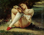 Woman in White Stockings, c.1861 - Gustave Courbet
