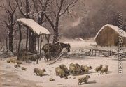 Sheep in Winter - John Frederick Herring, Jnr.
