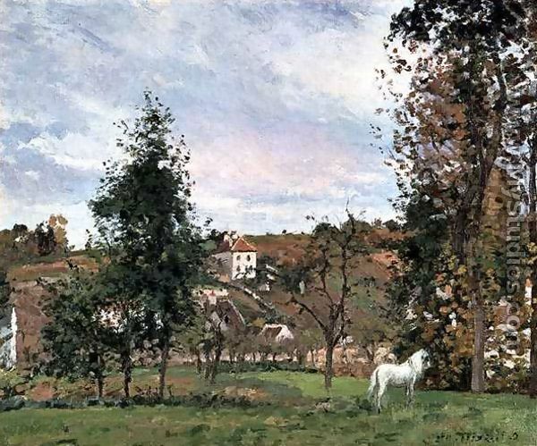 Landscape With A White Horse In A Field, L