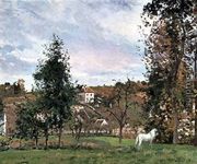 Landscape With A White Horse In A Field, L'Ermitage, 1872 - Camille Pissarro