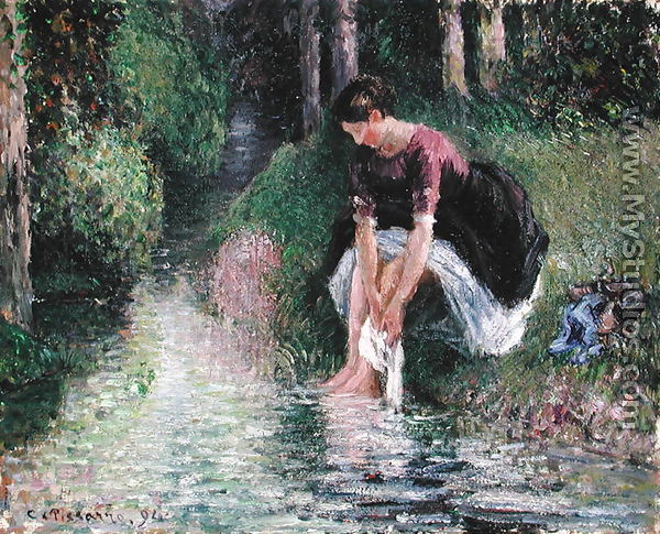 Woman Washing Her Feet in a Brook, 1894 - Camille Pissarro