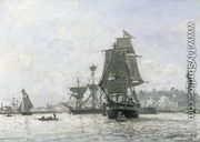Large Sailing Boats at Honfleur - Johan Barthold Jongkind