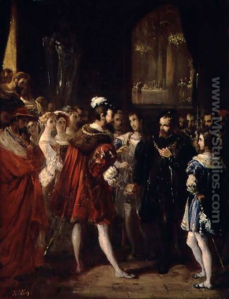 Charles V (1500-58) received by Francis I (1494-1547) at the Louvre, c.1843 - Alexandre-Marie Colin