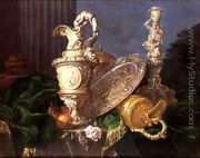 A Still Life of an Ornate Silver Ewer and a Silver Basin - Meiffren (Ephren) Conte (Leconte)