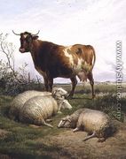 Sheep and a Cow Grazing - Thomas Sidney Cooper