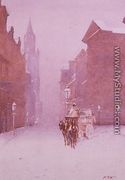 A winter street scene - A. Cox