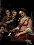 St. Cecilia Accompanied by Three Angels - Michiel van Coxie