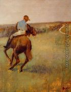 Jockey in Blue on a Chestnut Horse - Edgar Degas