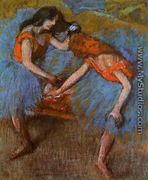 Two Dancers with Yellow Carsages - Edgar Degas