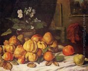 Still Life: Apples, Pears and Primroses on a Table - Gustave Courbet