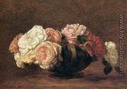 Roses in a Bowl - Ignace Henri Jean Fantin-Latour