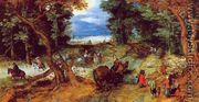 Forest Landscape with Travellers - Jan The Elder Brueghel