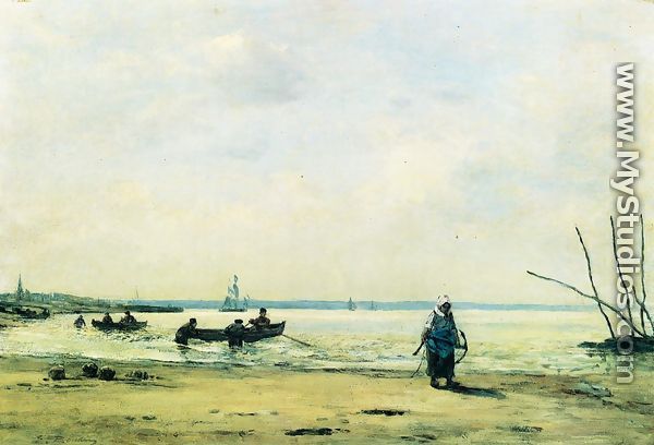 The Shore at Low Tide near Honfleur - Eugène Boudin