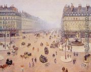 Avenue de l'Opera, Place du Thretre Francais: Misty Weather - Camille Pissarro