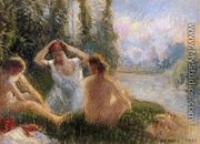 Bathers Seated on the Banks of a River - Camille Pissarro