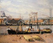 The Port of Rouen: Unloading Wood - Camille Pissarro
