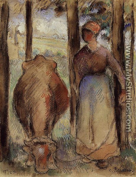 The Cowherd I - Camille Pissarro