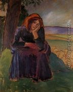 Seated Shepherdess - Camille Pissarro
