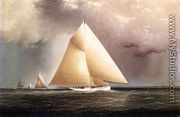 Gracie, Vision and Cornelia rounding Sandy Hook in the New York Yacht Club Regatta of June 11, 1874 - James E. Buttersworth