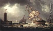 A Ship Run Aground in Whitehaven Harbor - Robert Salmon