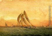 In Full Sail, New York Harbor - James E. Buttersworth
