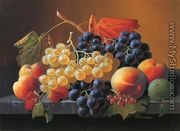 Still Life of Fruit on a Marble Tabletop - Severin Roesen