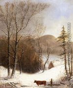 Winter Landscape with Log Cart - George Henry Durrie