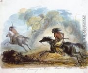 A Snake Pursuing a Crow Horse Stealer - Alfred Jacob Miller