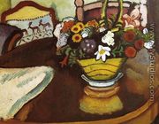 Still Life with Stag Cushion and Flowers - August Macke