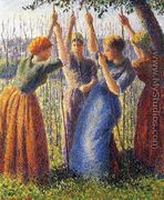 Peasant Women Planting Stakes - Camille Pissarro