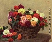 Basket of Dahlias - Ignace Henri Jean Fantin-Latour