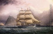 American Frigate off Gilbraltar - James E. Buttersworth