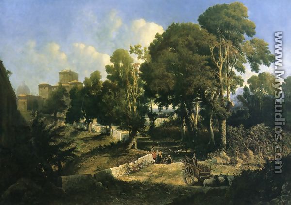 Effect near Noon - Along the Appian Way - George Loring Brown