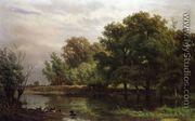 A Wooded River Landscape with Ducks on a Bank - Jan Willem Van Borselen