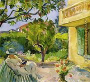 Le Cannet, Madame Lebasque Reading in the Garden - Henri Lebasque
