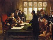 Oliver Cromwell and His Secretary John Milton, Receiving a Deputation Seeking Aid for the Swiss Protestants - Charles West Cope