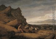 Lake Scene with Seated Figure and Sheep - John Glover
